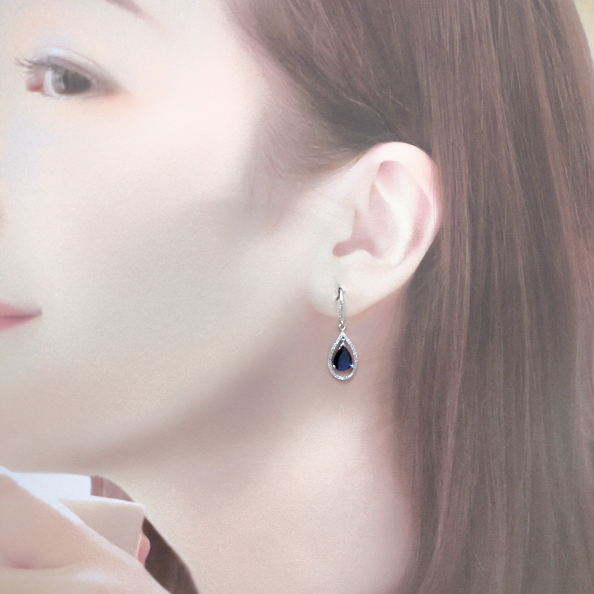 18K White Gold 2.15ct Sapphire and Diamond Earrings