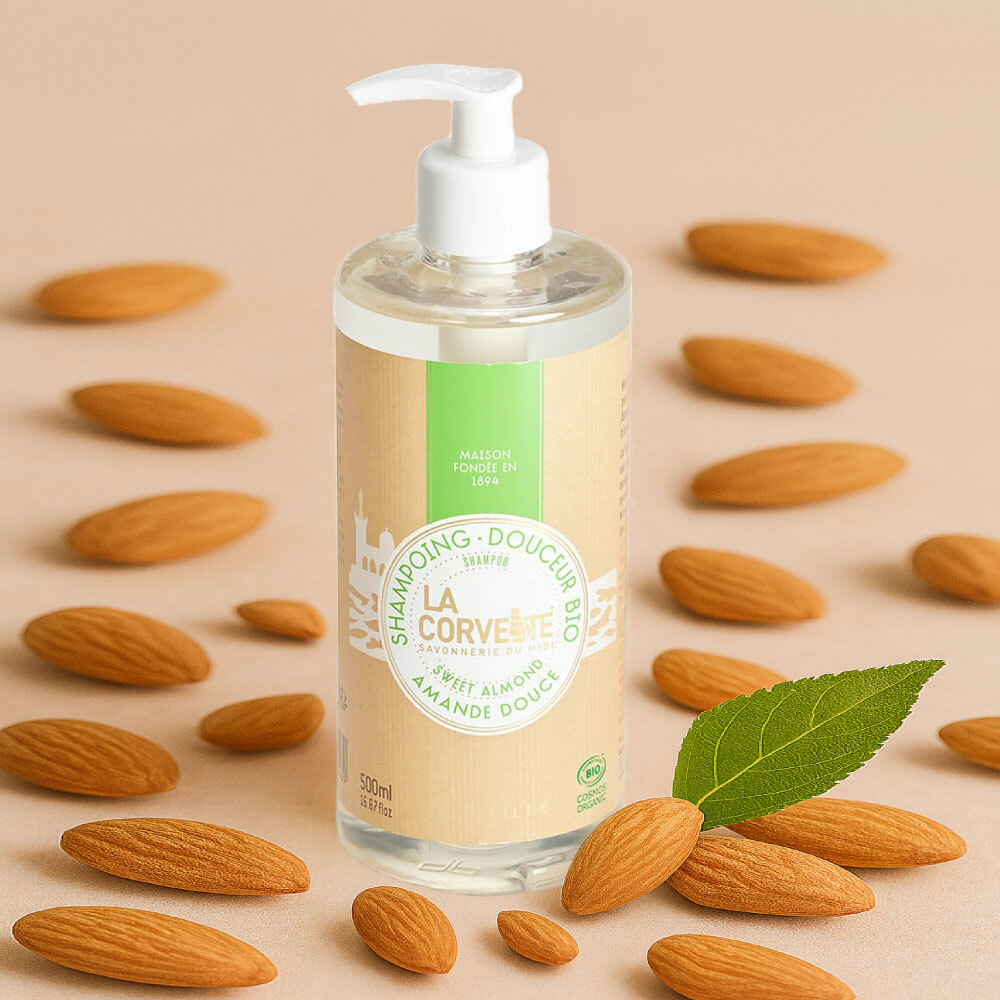 La Corvette l 3合1 [ 沐浴.洗髮.潔顏 ] 有機液體皂500ml - 甜杏