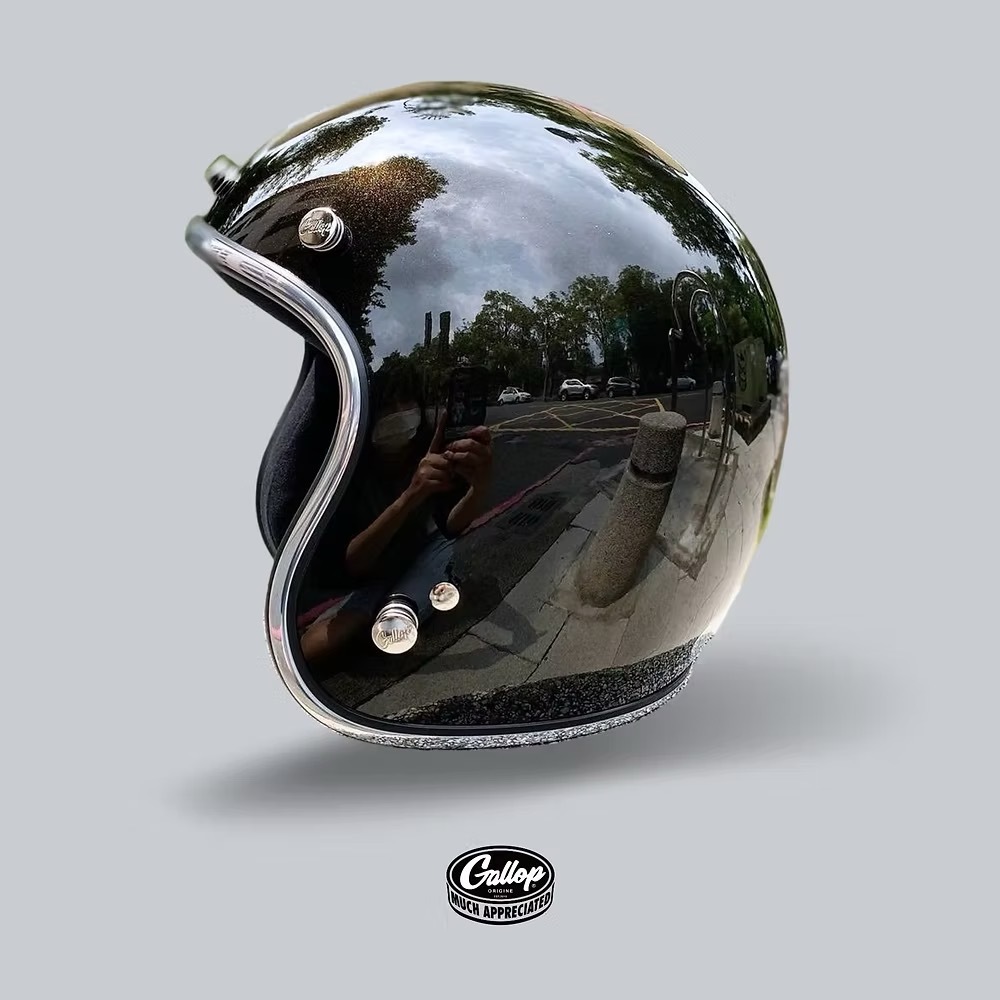 Gallop 素色復古帽【烏晶黑/銀邊】3/4罩式