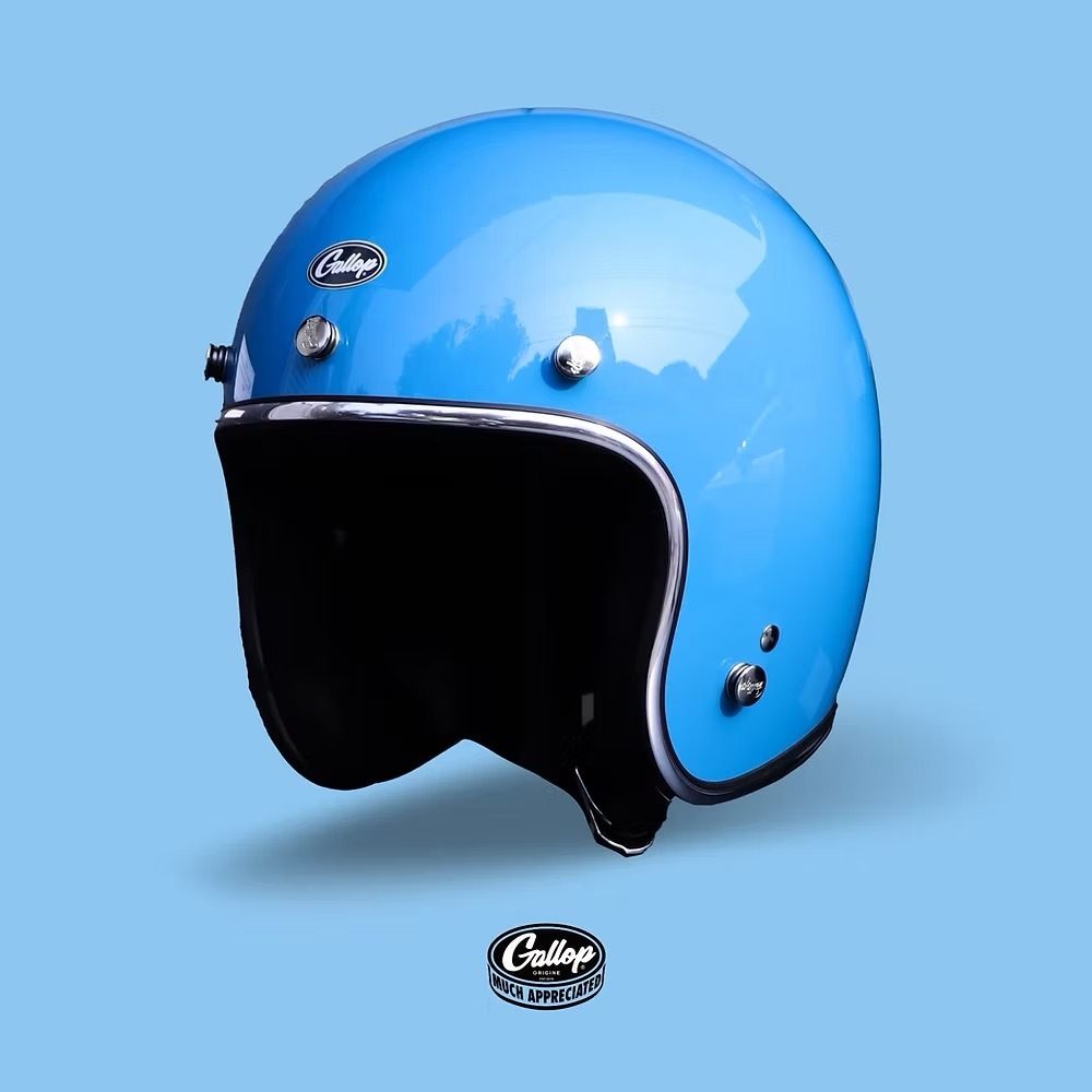 Gallop 素色復古帽【孔雀藍/銀邊】3/4罩式