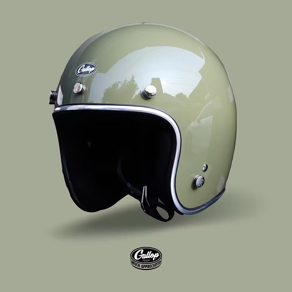 Gallop 素色復古帽【墨綠灰/銀邊】3/4罩式