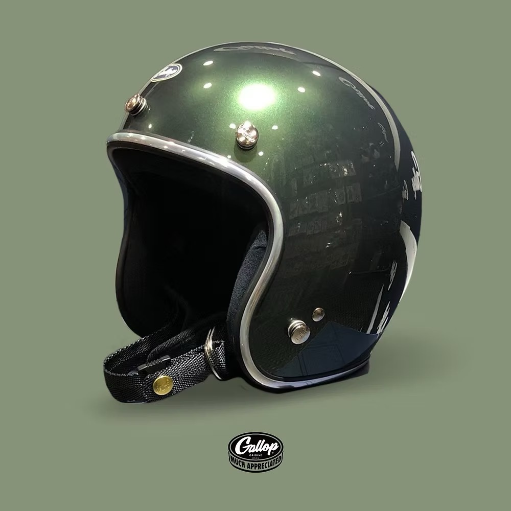 Gallop 素色復古帽【橄欖綠/銀邊】3/4罩式