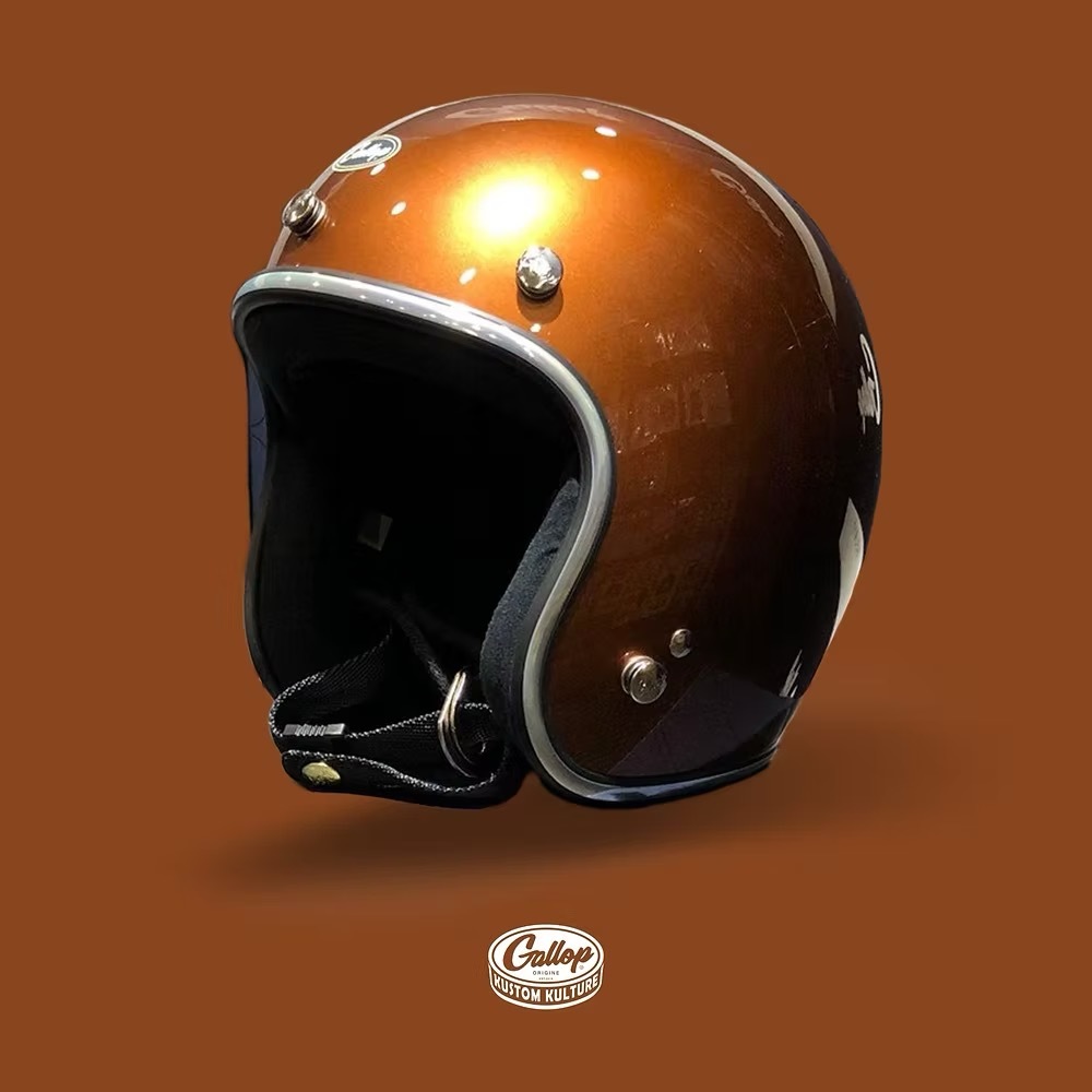 Gallop 素色復古帽【焦橙/銀邊】3/4罩式