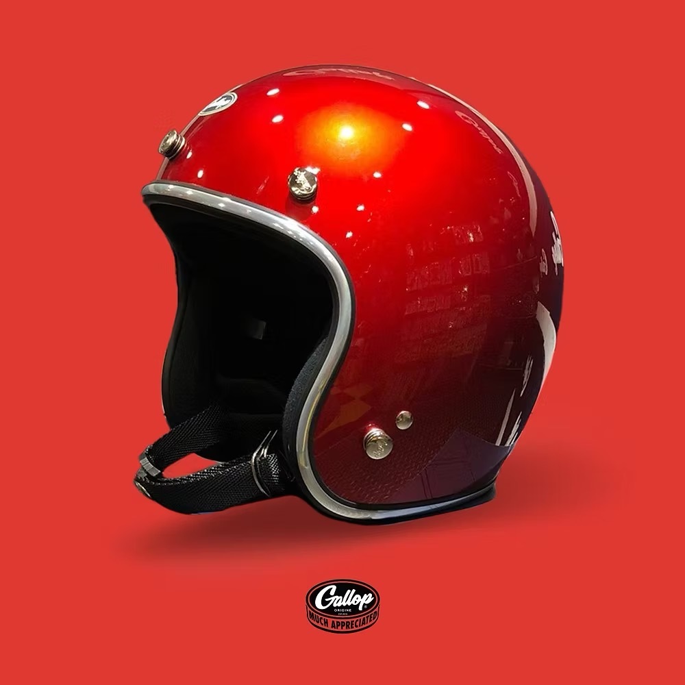 Gallop 素色復古帽【銀紅/銀邊】3/4罩式