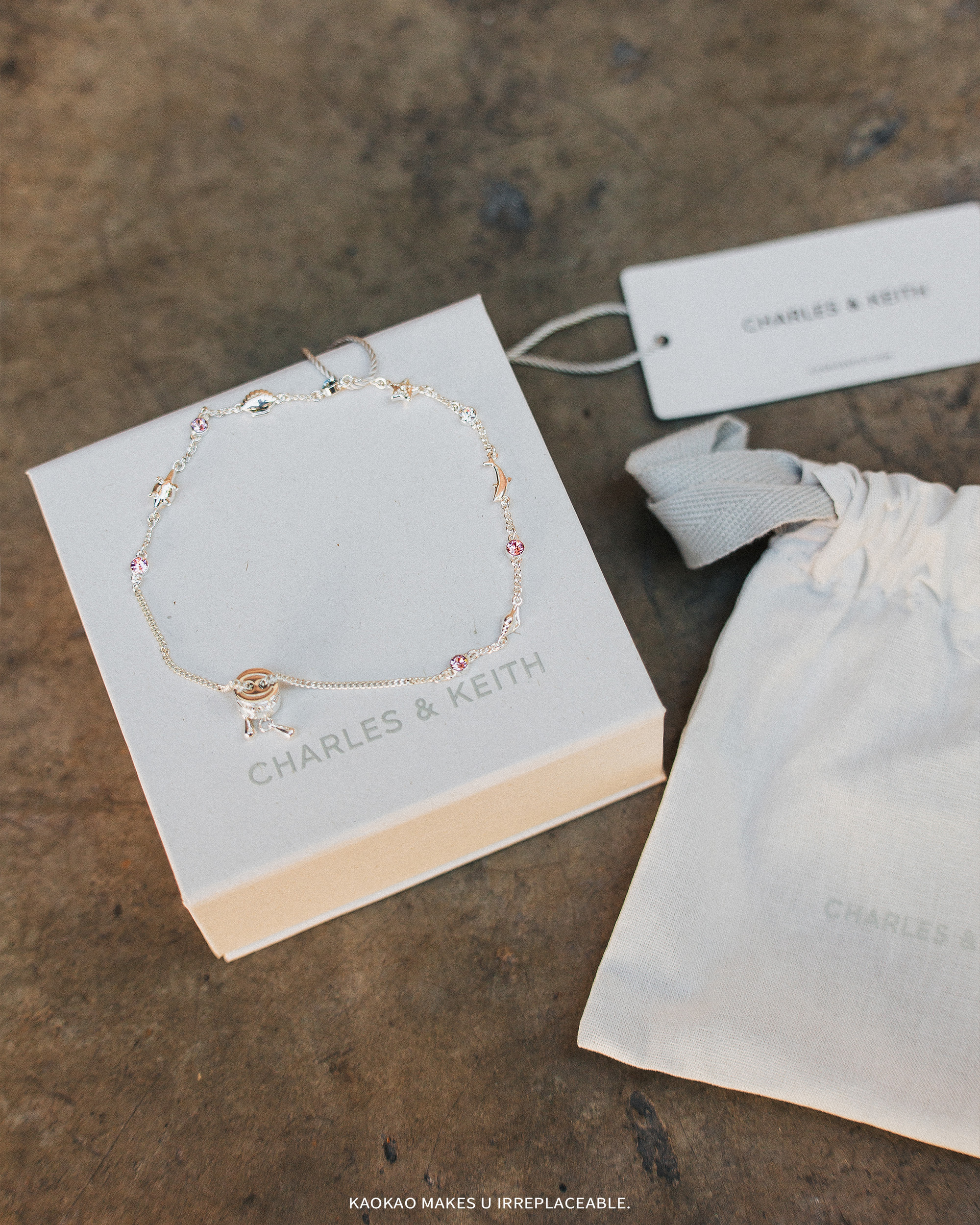 代購-CHARLES&KEITH 小ck 蔚藍秘境系列 可調節 海洋 手鍊