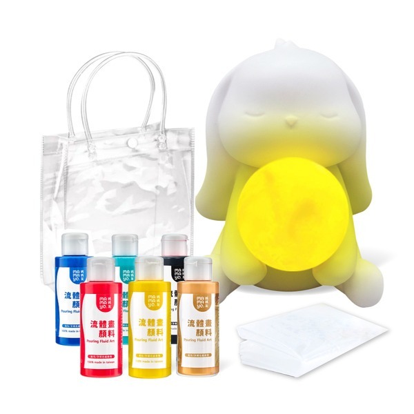 【mamayo】發光流體大象套組(100ml顏料*6顏色隨機+發光流體象白胚+防髒墊+加厚提袋)