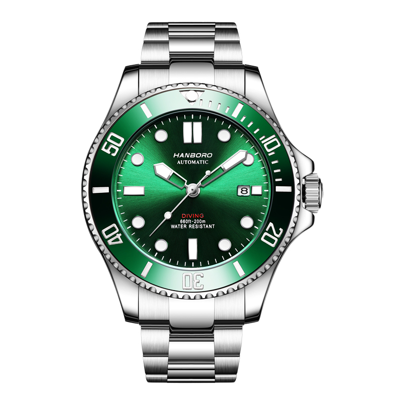 【Hanboro 衡寶】1307*潛水系列 鏤空 日期 夜光 機械 手錶