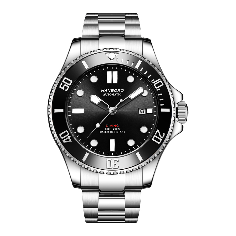 【Hanboro 衡寶】1307*潛水系列 鏤空 日期 夜光 機械 手錶