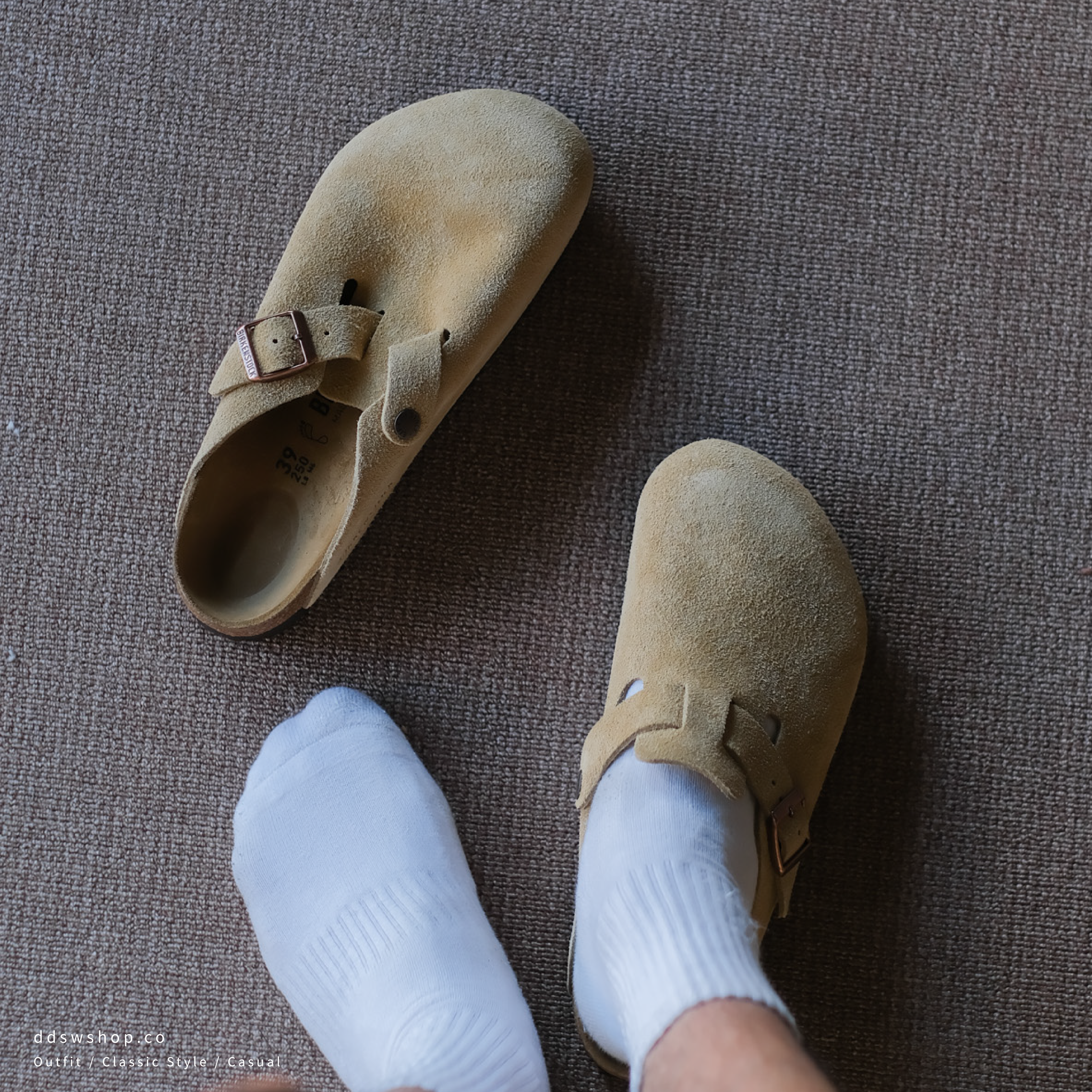 "現貨" Birkenstock Boston suede clogs "Latte Cream"