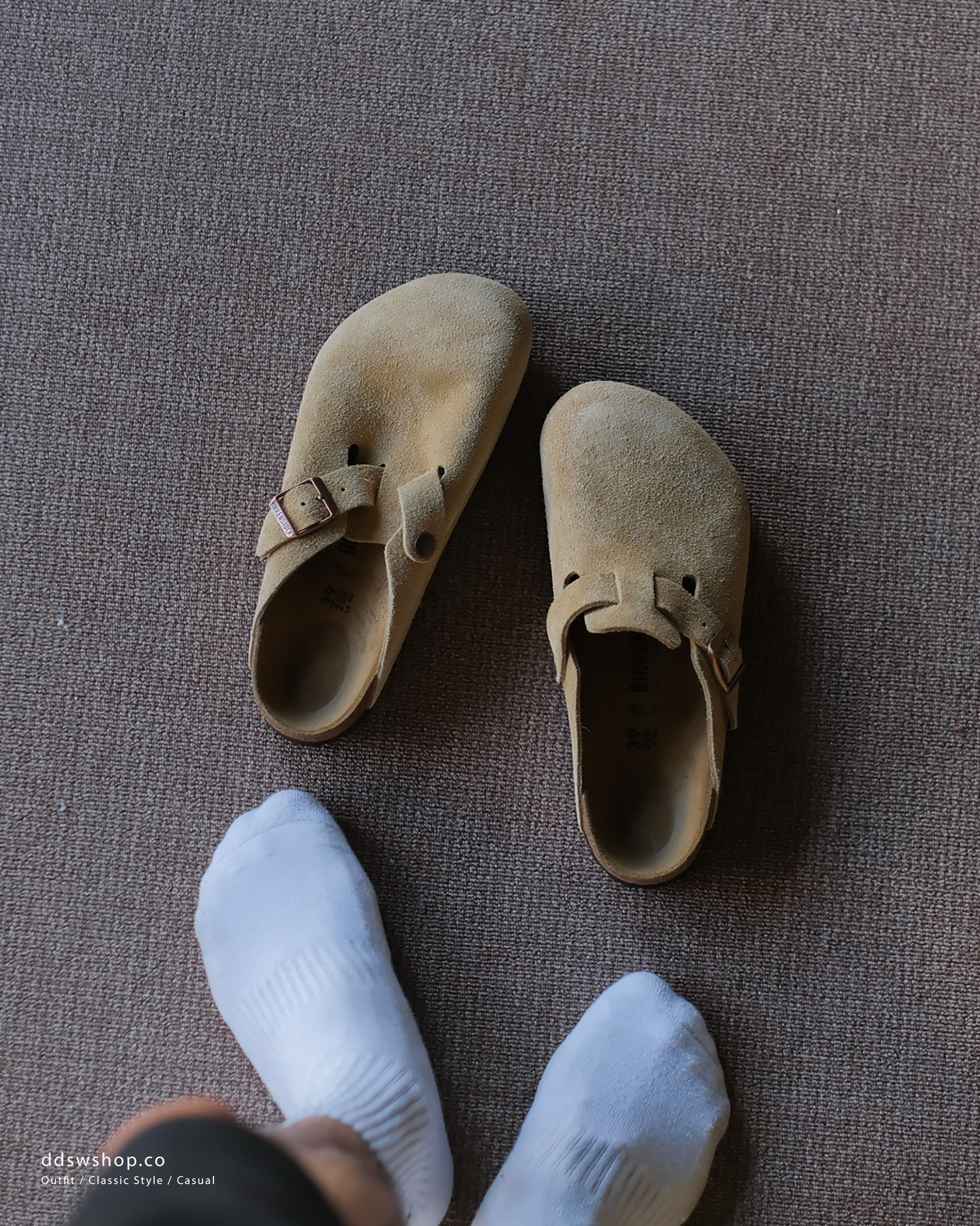 "現貨" Birkenstock Boston suede clogs "Latte Cream"