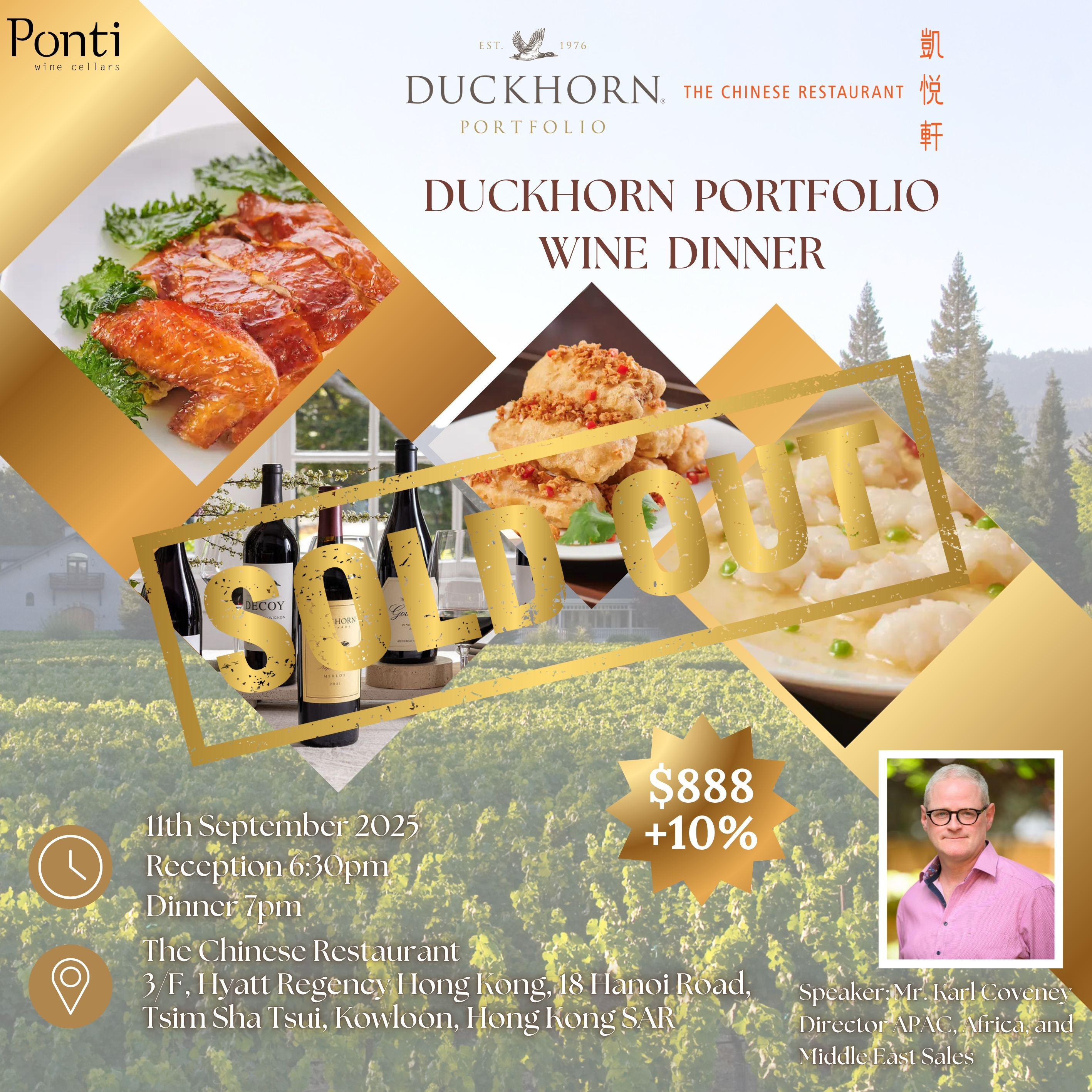 Duckhorn Portfolio Wine Dinner at Hyatt Regency (11th September, Thursday)