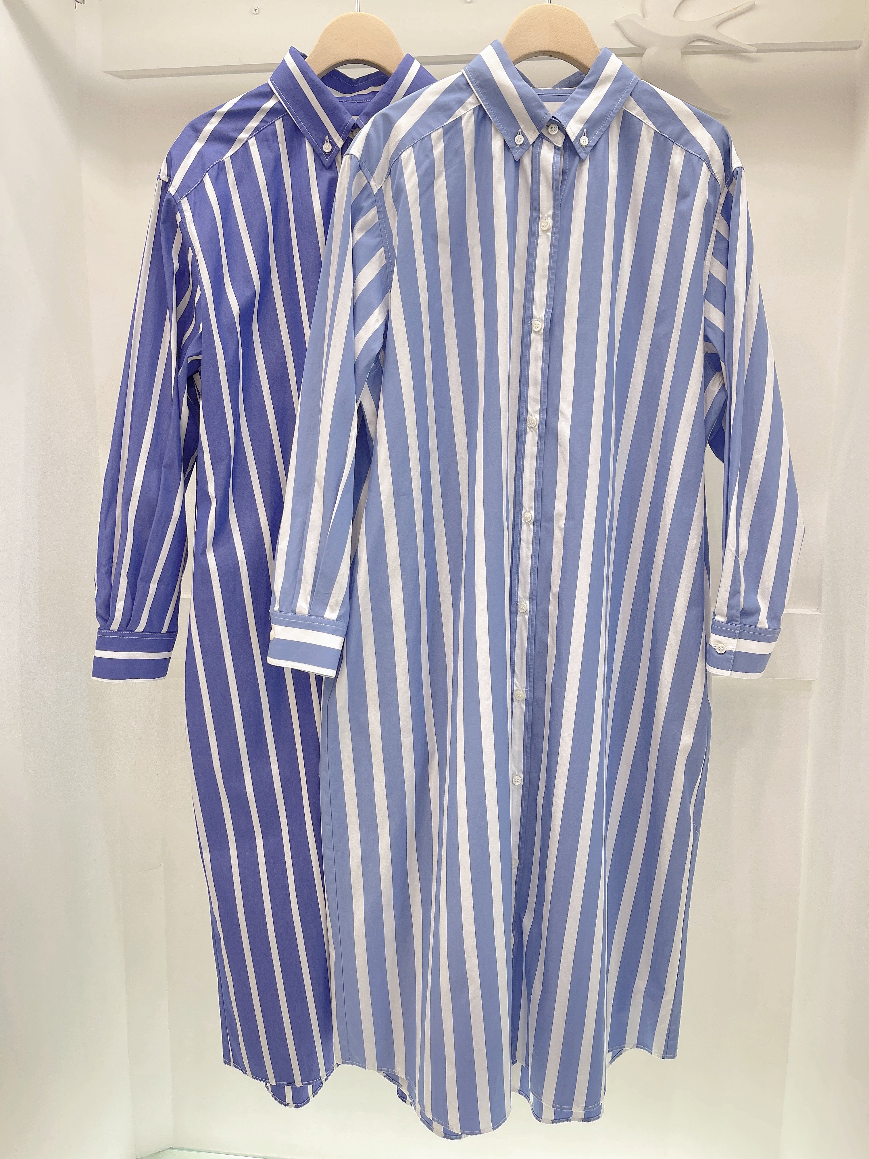 寬直條長版襯衫