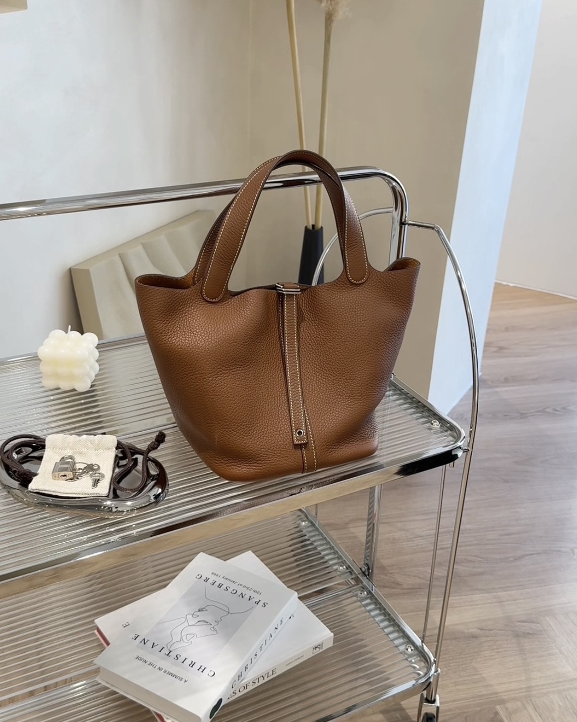 HERMES｜P22菜籃子 金棕銀