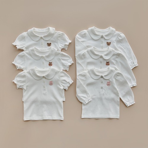 DTD校園簡約風-泡泡袖白T恤 ( 長袖 )