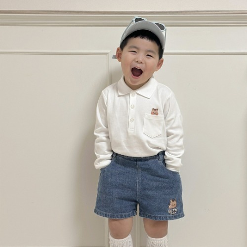 DTD校園簡約風-POLO口袋白衫 ( 長袖 )