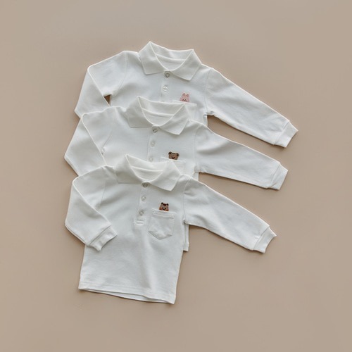 DTD校園簡約風-POLO口袋白衫 ( 長袖 )