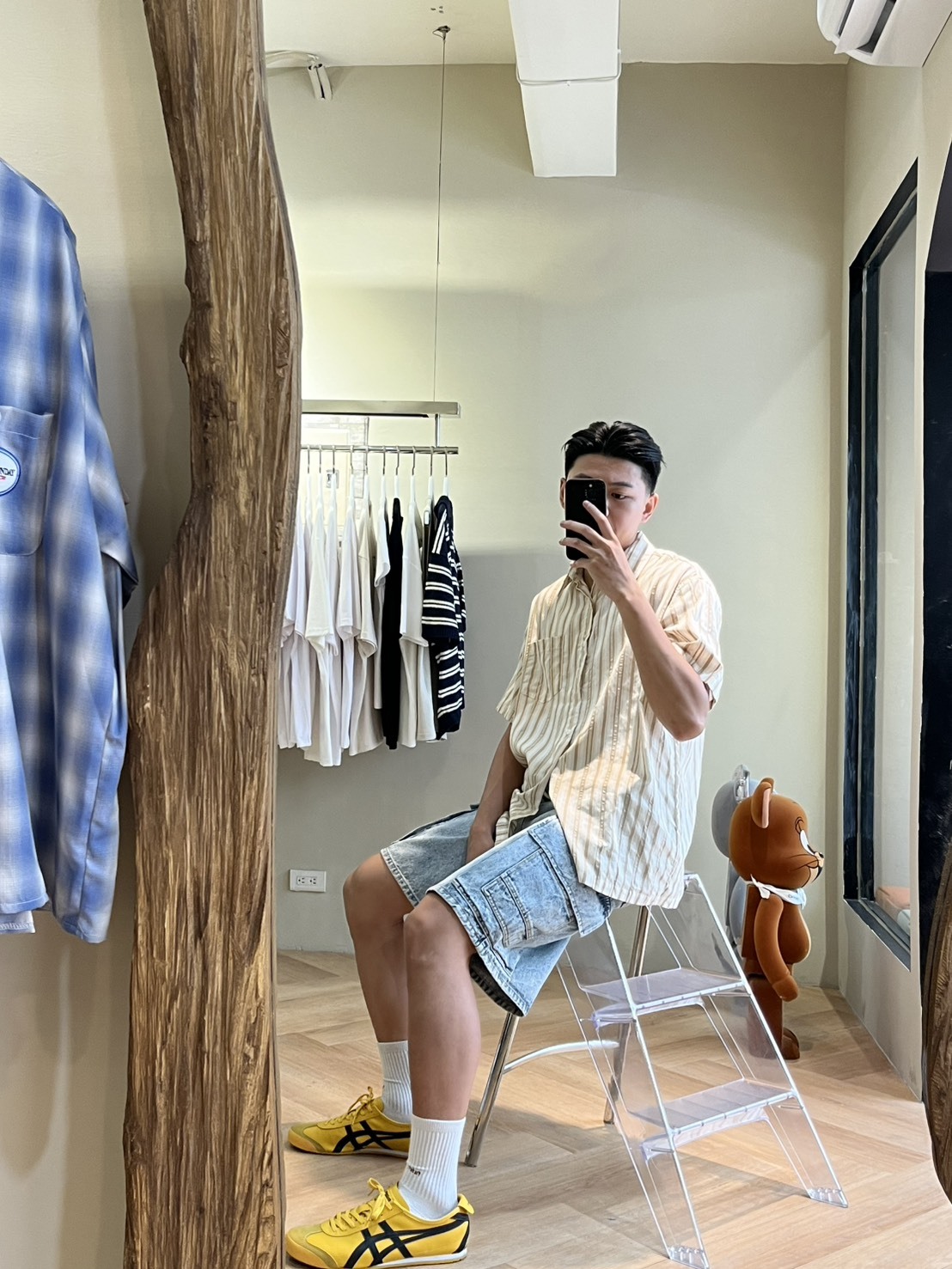 水洗抽繩重磅短褲