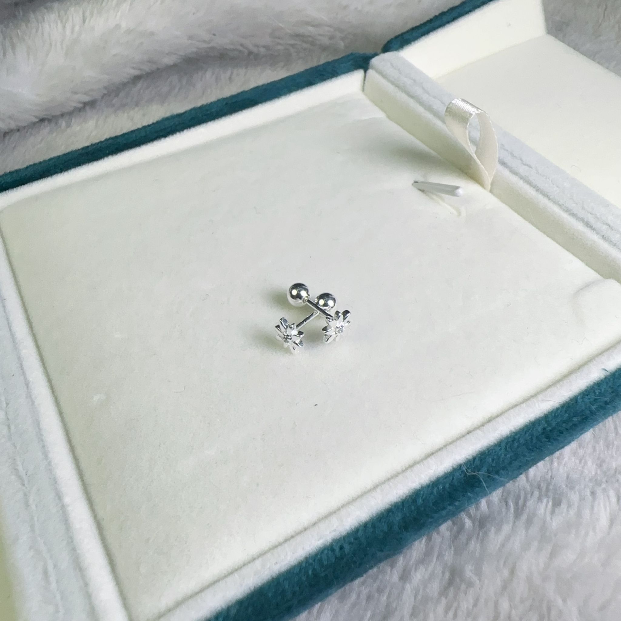 【直播】LC082850 S925銀 花花圖案耳釘(FS-102401-4M)