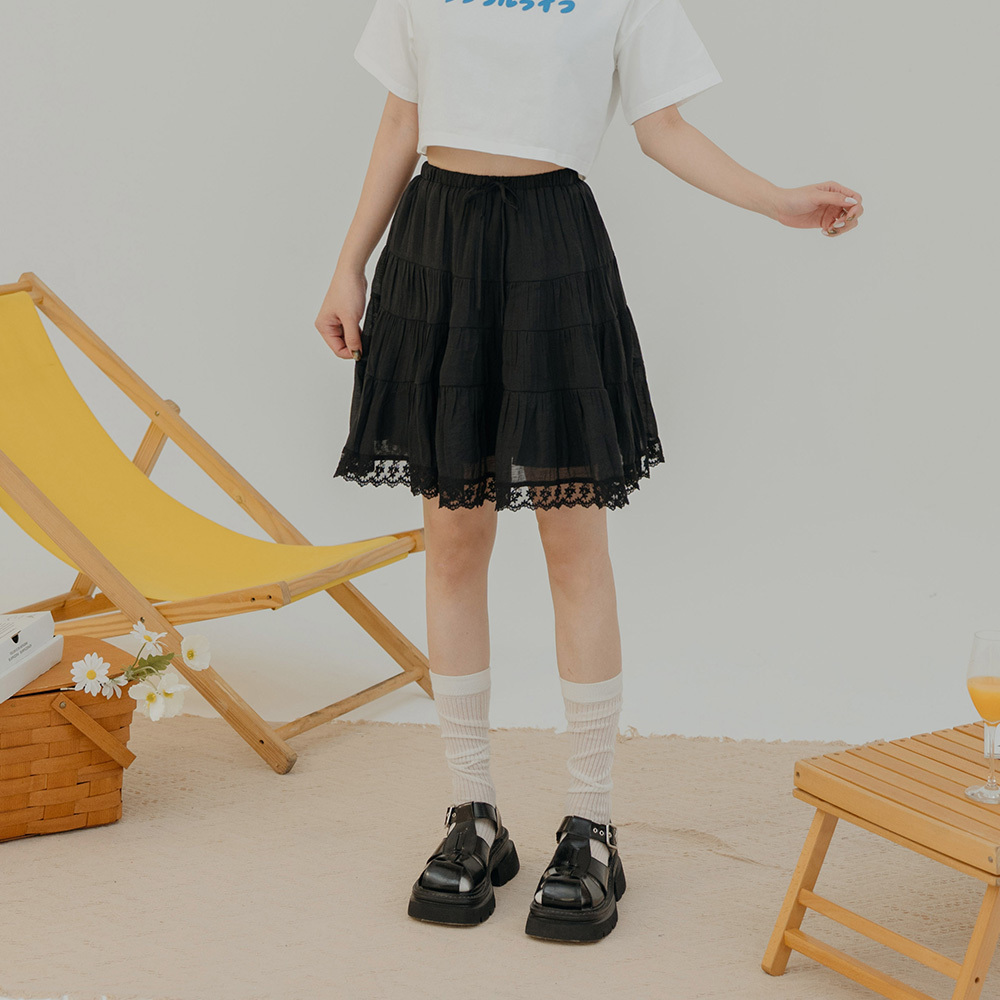 Lace trim design cake skirt two colors for sale【03010885】in stock+pre-order