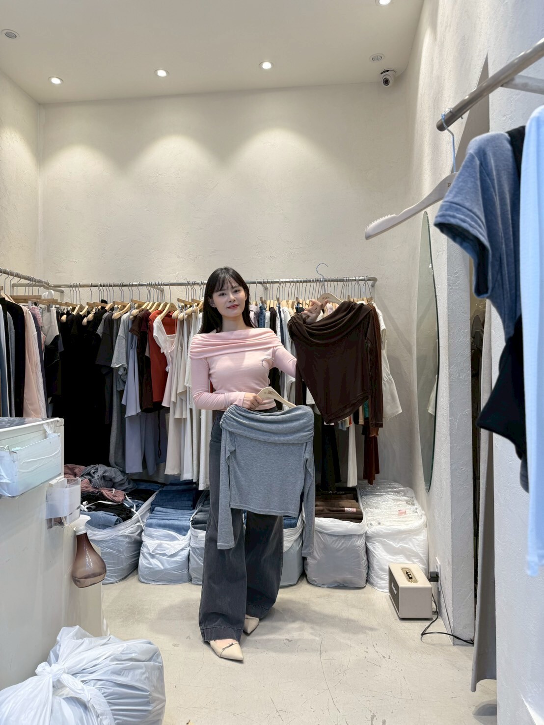 RH5029 一字肩堆堆長袖