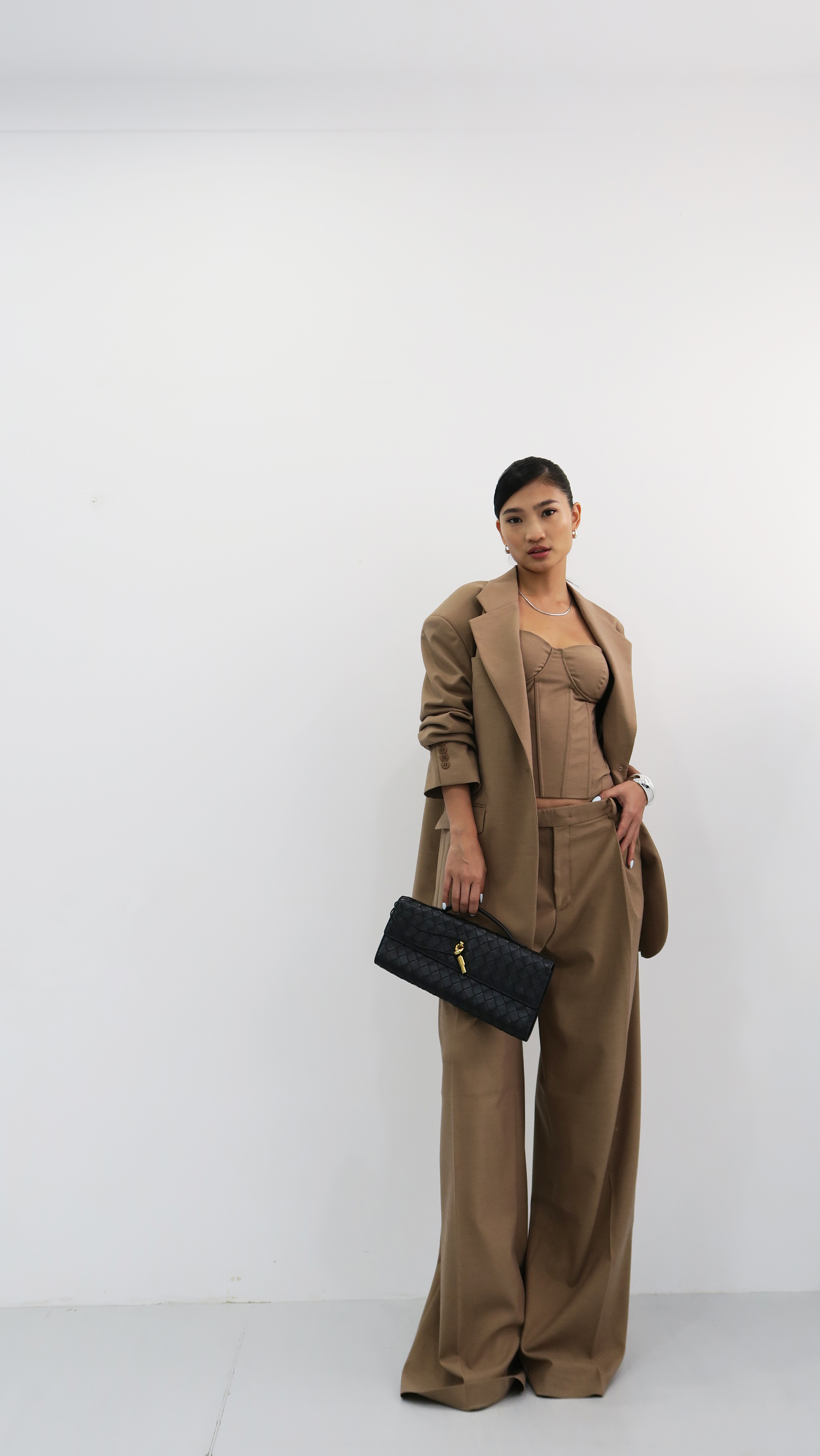 西裝魚骨馬甲套褲-單背心(杏S現貨)