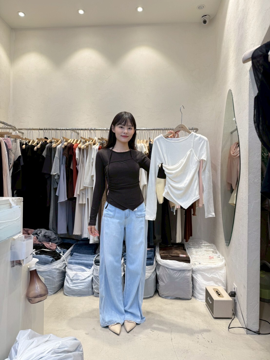 RH5040 掛頸帶斜頁長袖Top