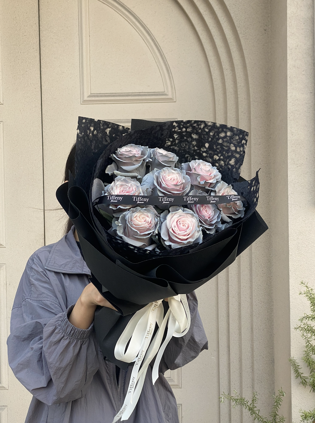 灰粉淑女・進口玫瑰鮮花束