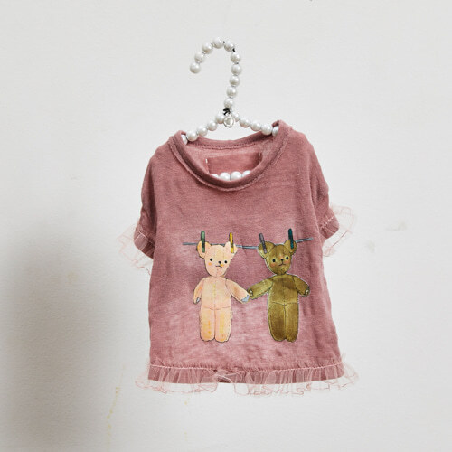 Louisdog 泰迪拼接紗袖T-Shirt