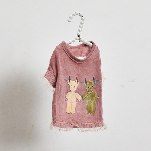 Louisdog 泰迪拼接紗袖T-Shirt