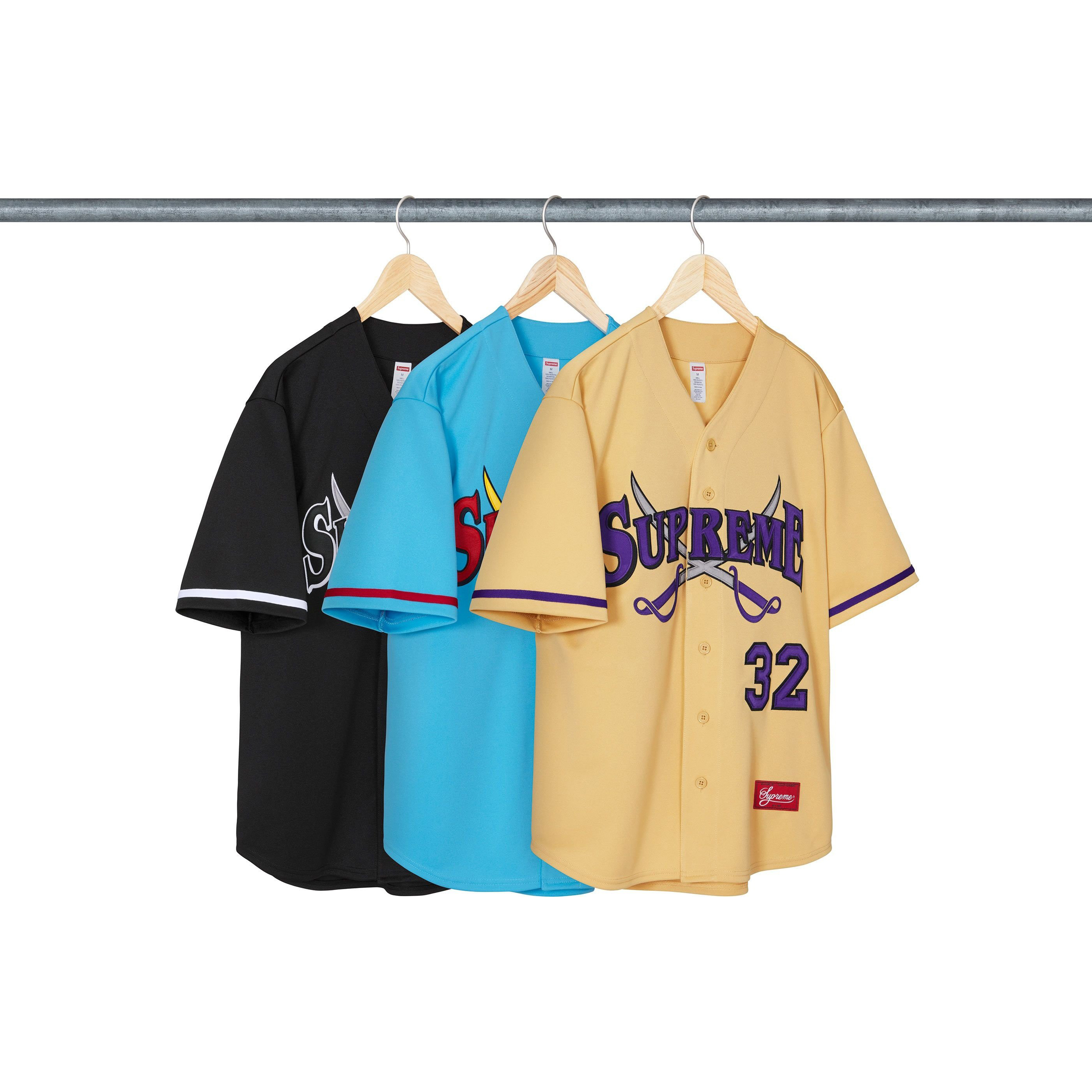 -(B4e03)-SUPREME 32 SWORDS BASEBALL JERSEY FW25 雙刀 棒球衫 黑色-FW25KN12