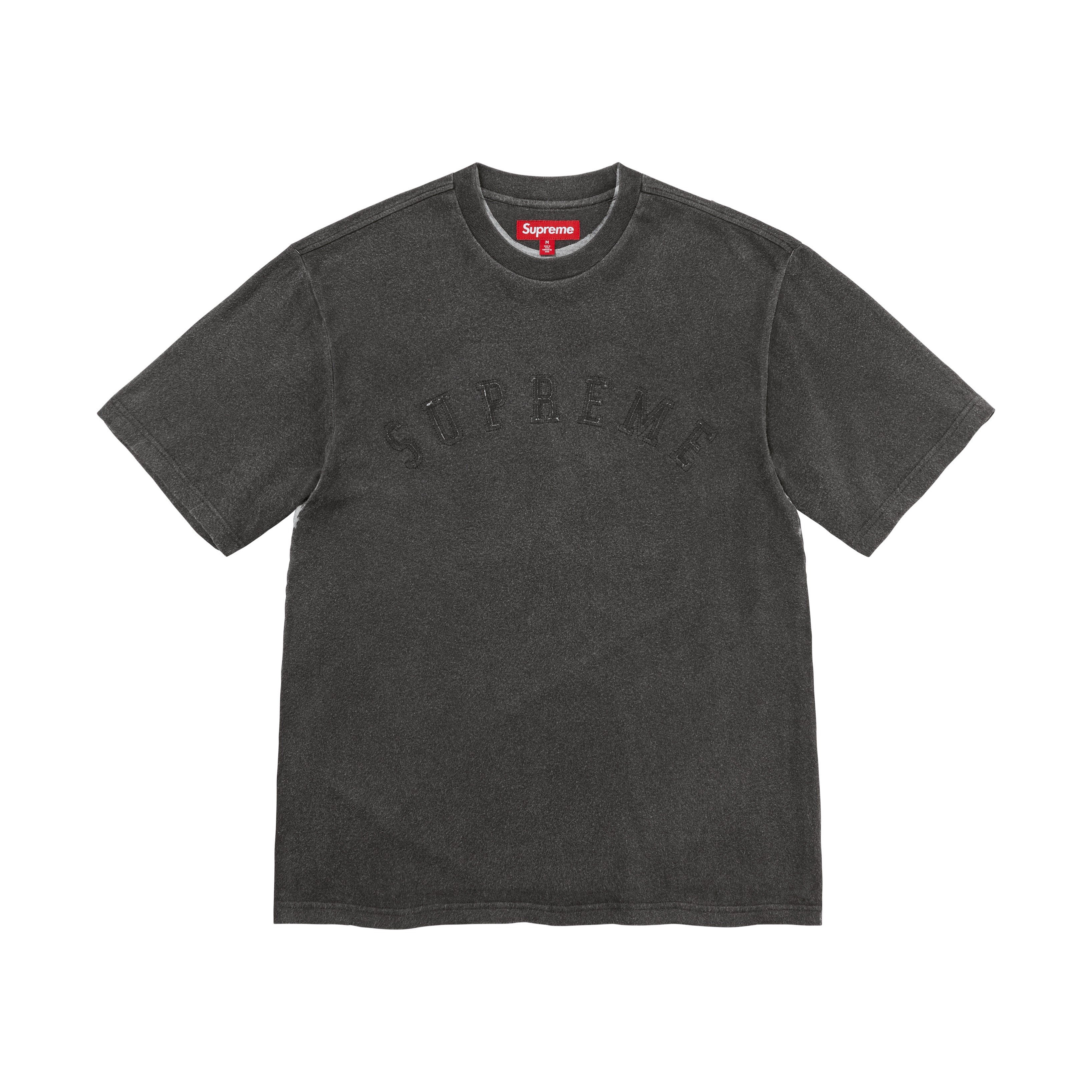 -(B4e03)-SUPREME OVERPRINT S/S TOP FW25 水洗刷色 短T 黑/藍-FW25KN14
