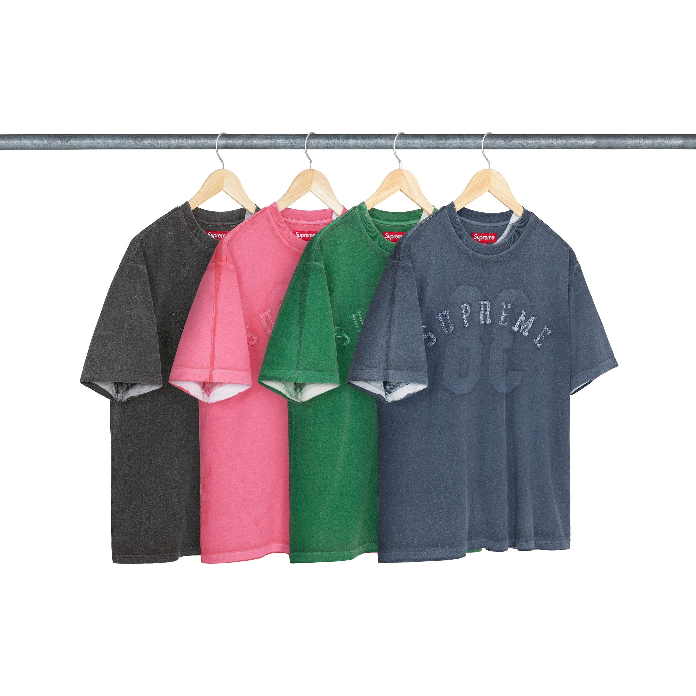 -(B4e03)-SUPREME OVERPRINT S/S TOP FW25 水洗刷色 短T 黑/藍-FW25KN14