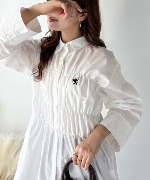 日本🇯🇵連線 Classical Elf 隨興風格刺繡皺褶大襯衫 皺褶設計 長袖襯衫 條紋 刺繡 寬鬆 襯衫外套 4色 (任買兩件711免運)/預購