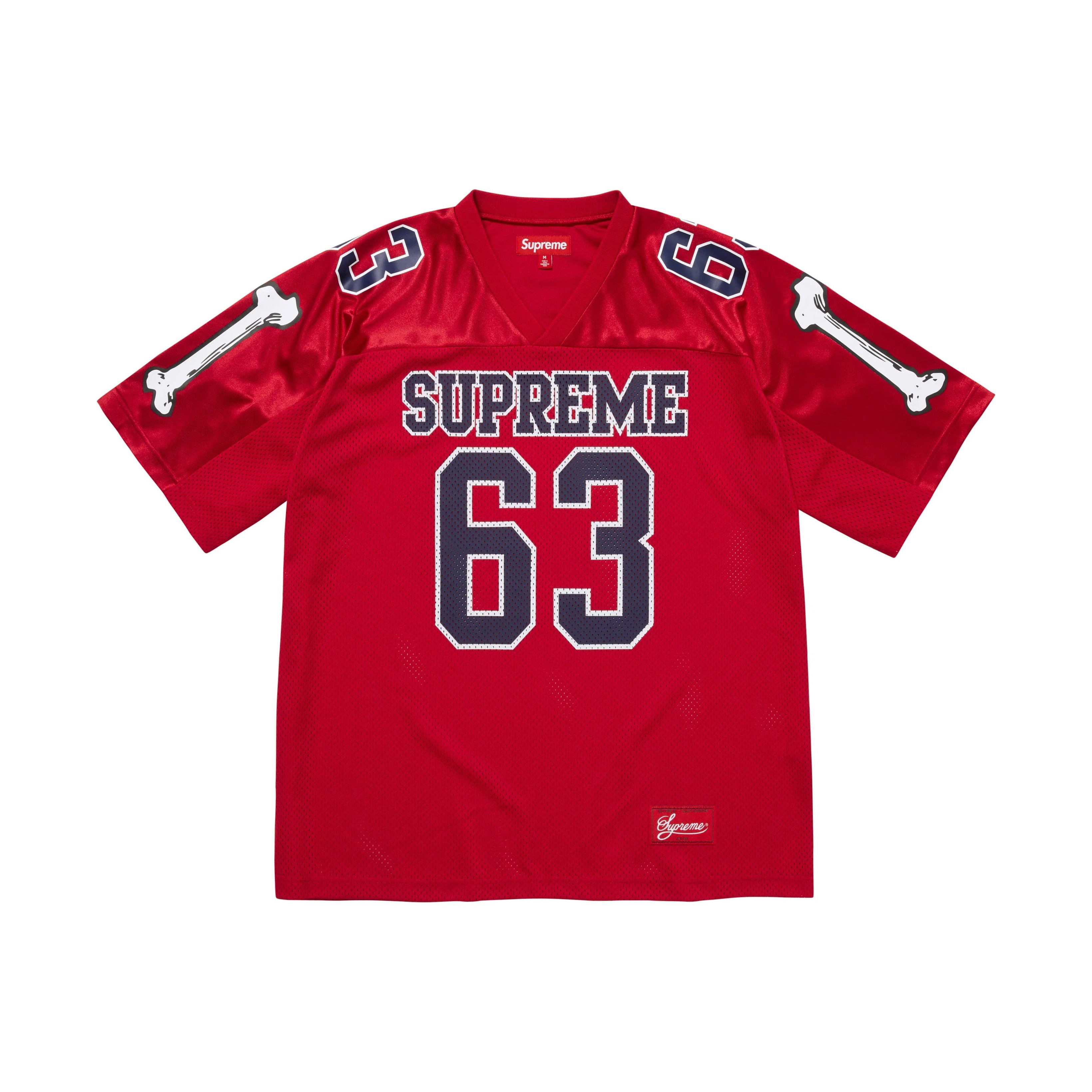 -(B3c05)-SUPREME BONES FOOTBALL JERSEY 63 FW25 骨頭 足球衣 黑/紅-FW25KN15