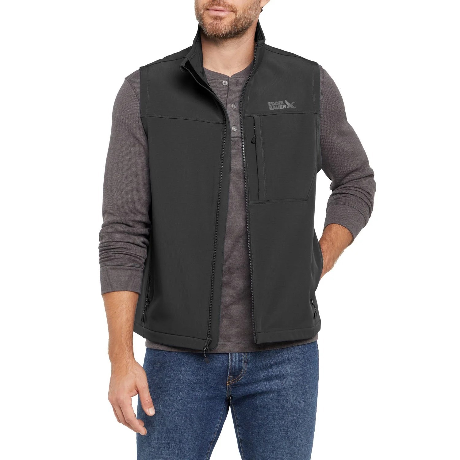 【預購】Eddie Bauer G082904 男裝拉鏈Softshell背心