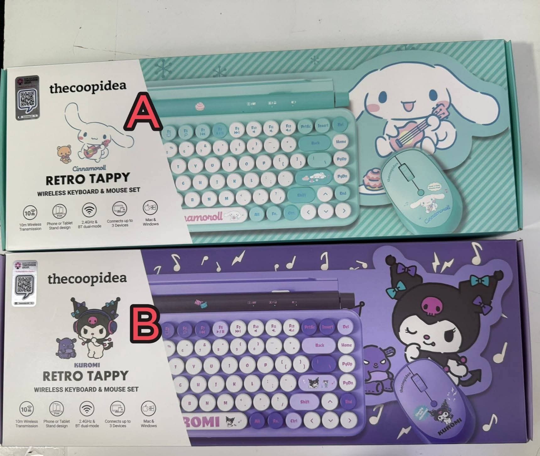 Kuromi 玉桂狗 比卡超 伊貝 卡比獸無線鍵盤滑鼠套裝