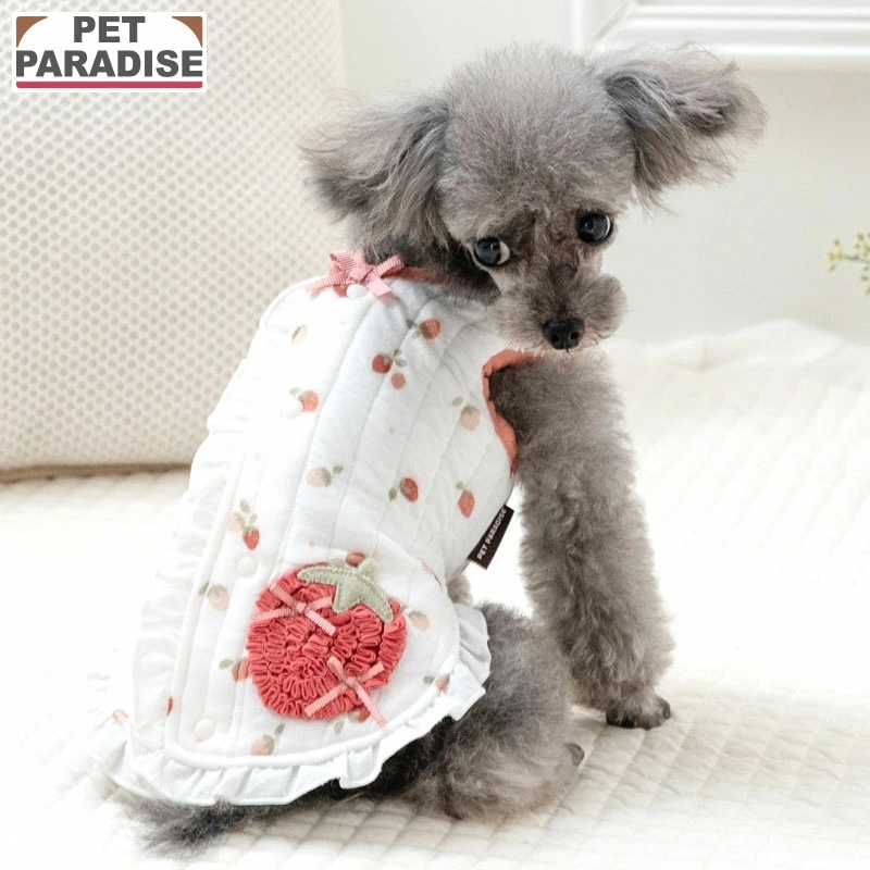 [Pet Paradise] Fluffy Quilt Vest - Strawberry <918-35845>