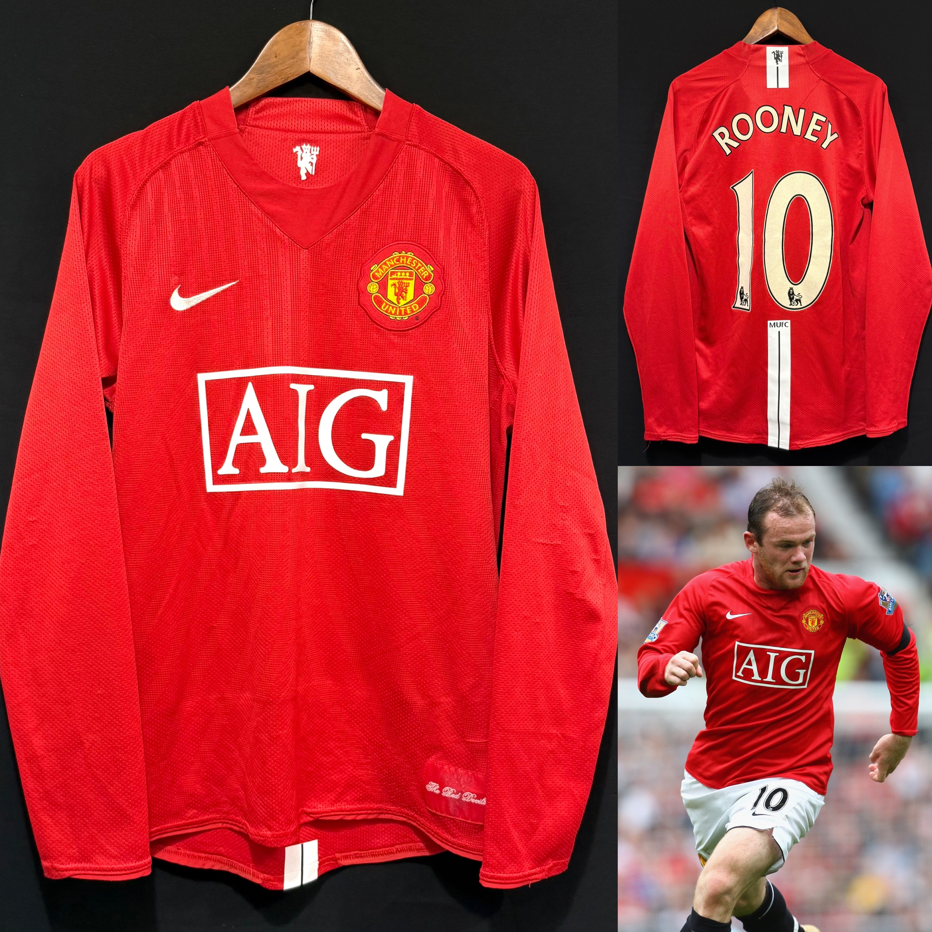 曼聯 2007-2009 Nike 主場長袖球衣 #10 ROONEY