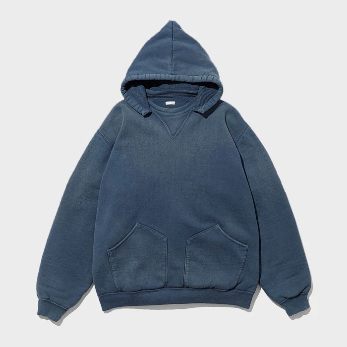 ON SALE: A.PRESSE 2025 VINTAGE ATTACHED HOOD SWEAT PARKA (25AAP-05-10) - BLUE SIZE 3 PRE ORDER ITEM (預訂中)