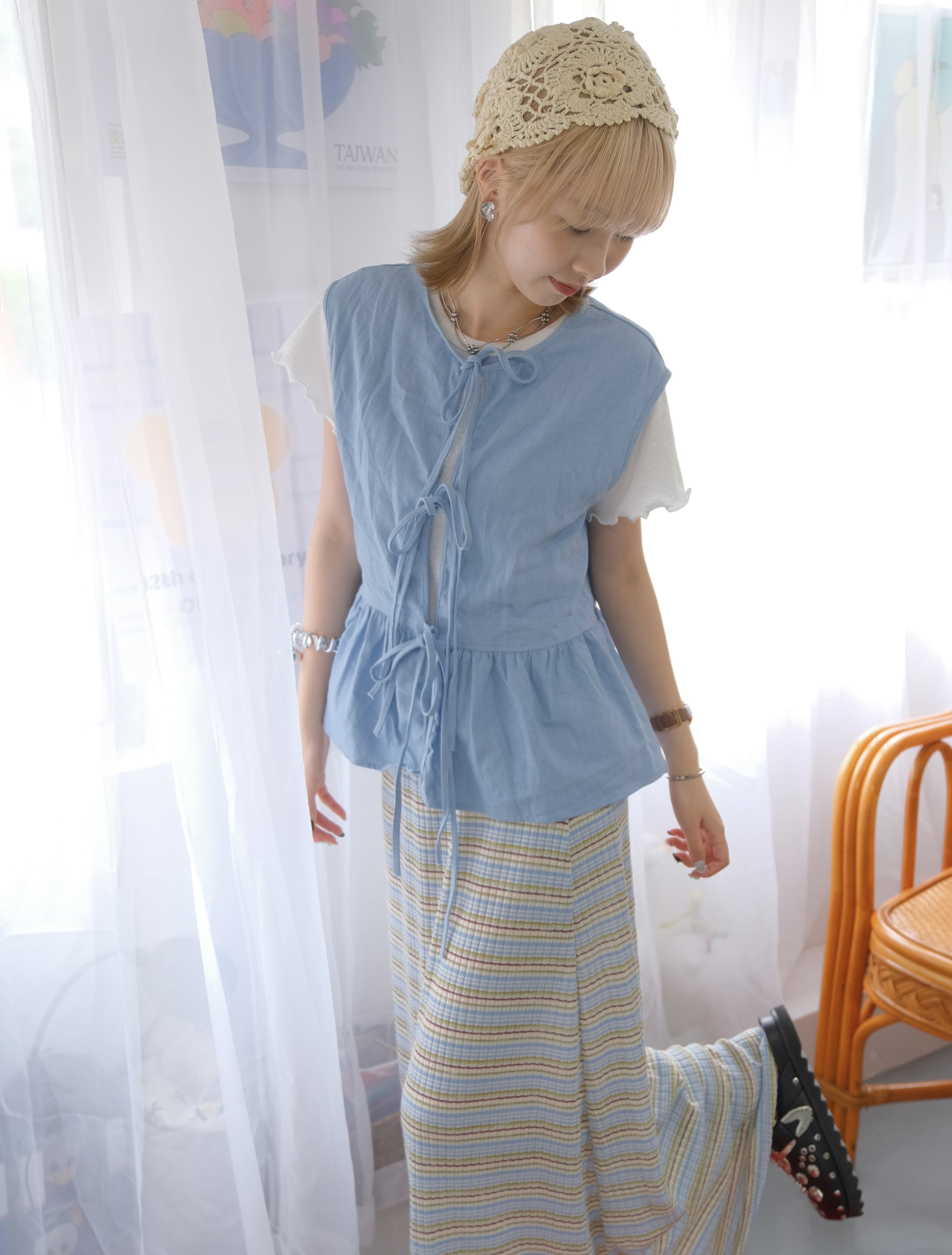 BASIC 薄牛仔RIBBON 外撘