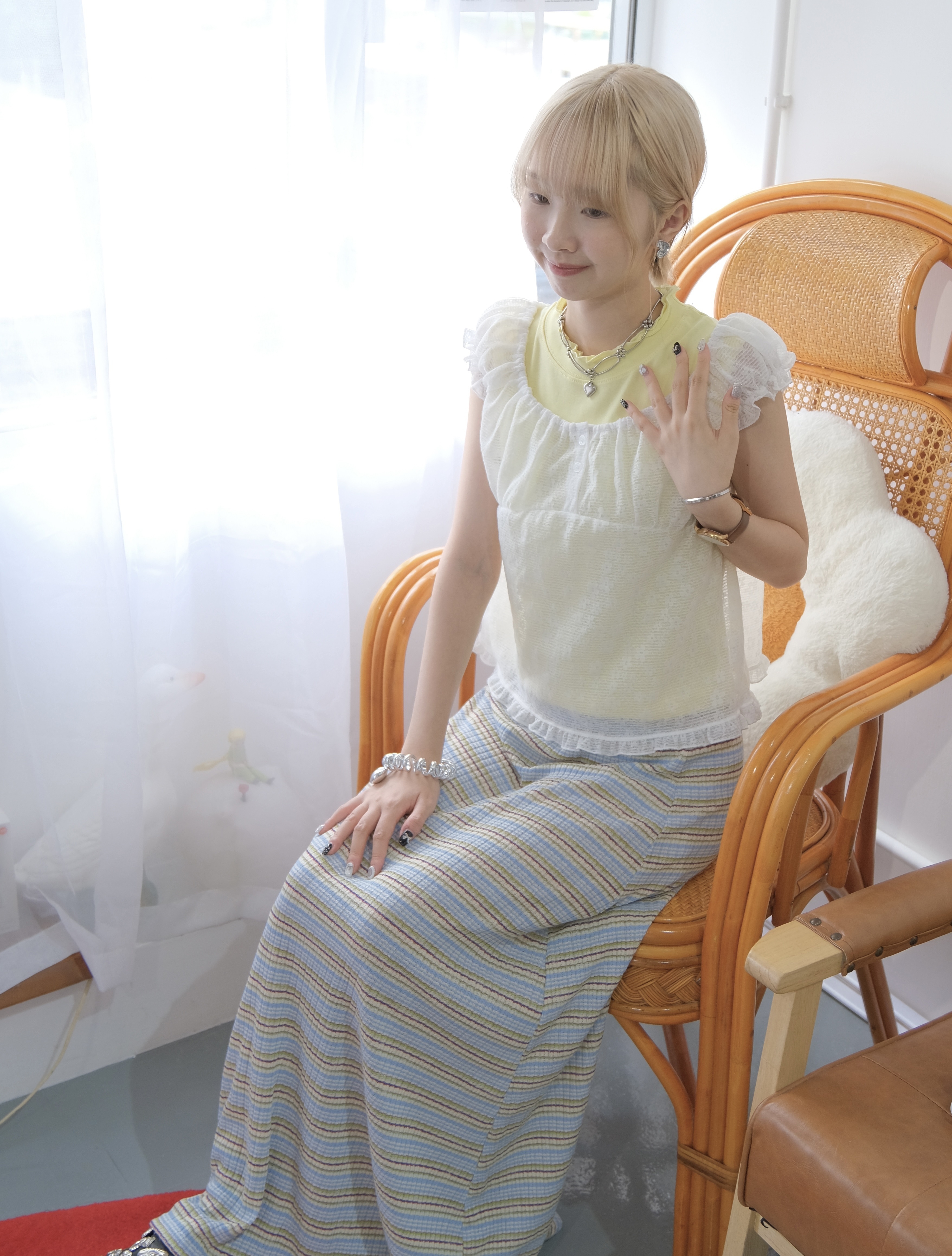 2ways暗小花鈕扣blouse