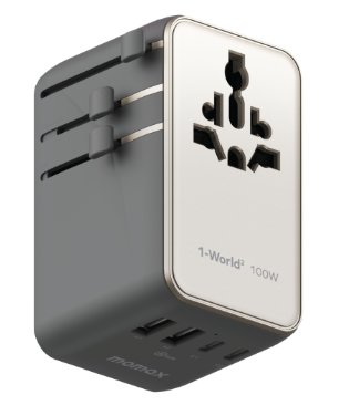 MOMAX 1-WORLD² 100W 雙 AC 四 USB GaN 全球轉換插座 UA23UK