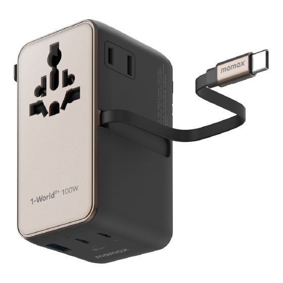 MOMAX 1-World²⁺ 100W 伸縮充電線四接口旅行充電插座 UA25UK
