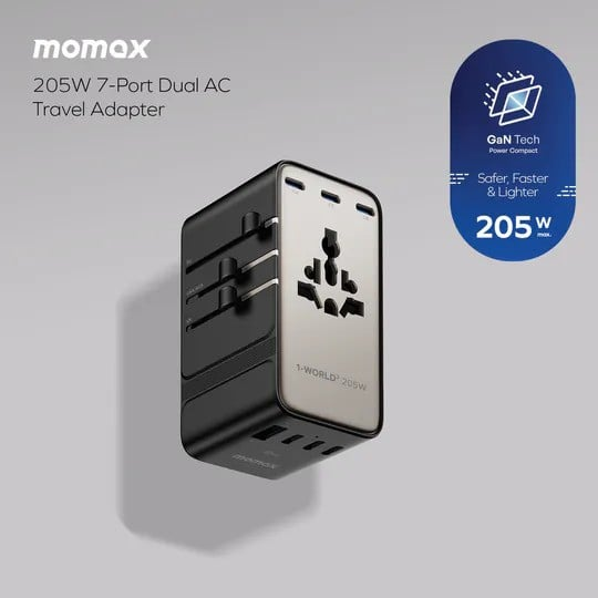 MOMAX 1-World² 205W 七接口雙 AC 旅行充電插座 UA28UKL - TI