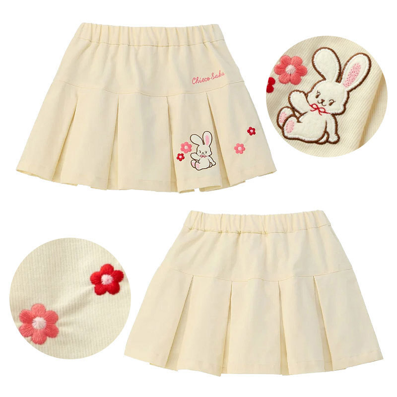 𝐌𝐢𝐤𝐢 𝐇𝐨𝐮𝐬𝐞 兔兔花朵刺繡燈芯絨百褶裙