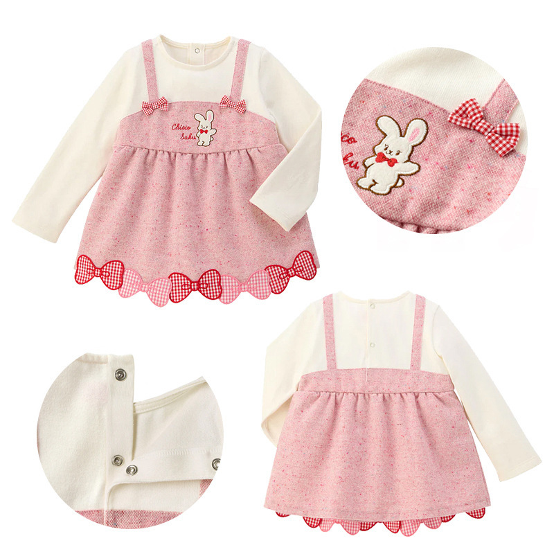 𝐌𝐢𝐤𝐢 𝐇𝐨𝐮𝐬𝐞 兔兔蝴蝶結假兩件背帶長袖上衣