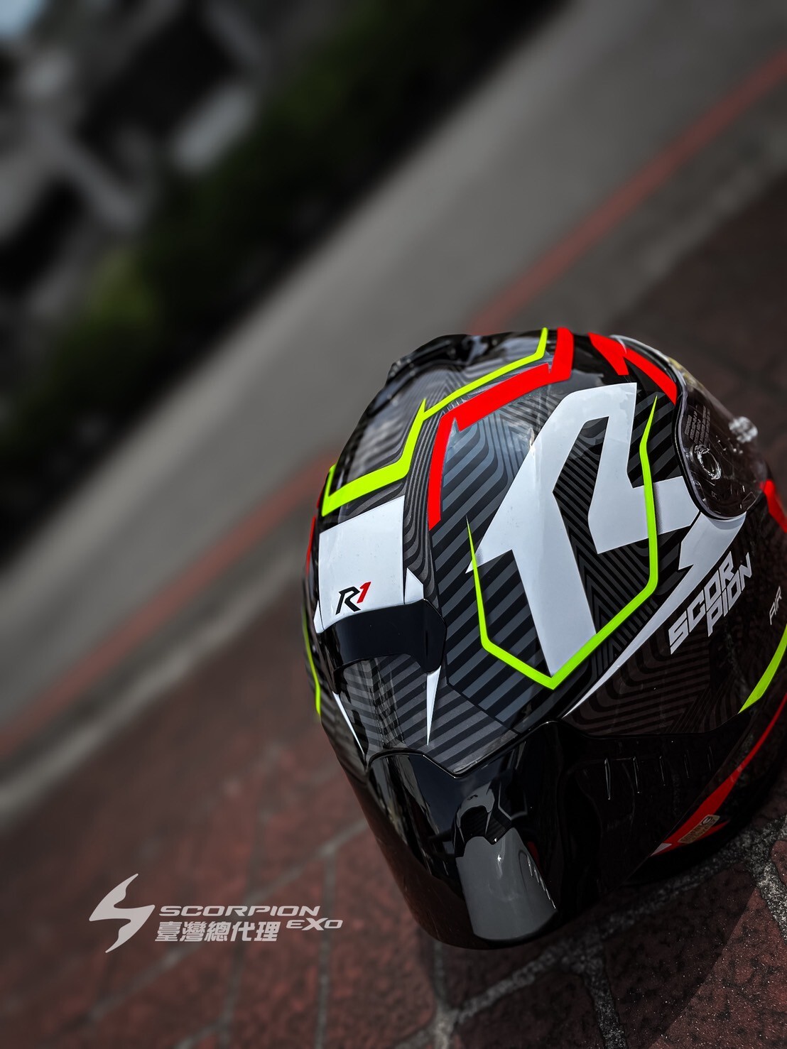 SCORPION EXO-R1 EVO II AIR 彩繪 COUP 黑紅螢光黃 蠍子 全罩 大鴨尾