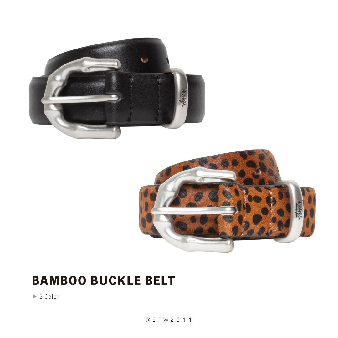 ☆ETW☆【EASY TO WEAR】Stussy 25FWW BAMBOO BUCKLE BELT 牛皮 豹紋 logo 配件 腰帶 皮帶