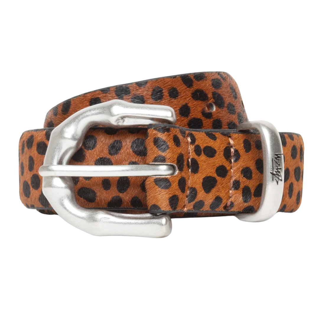 ☆ETW☆【EASY TO WEAR】Stussy 25FWW BAMBOO BUCKLE BELT 牛皮 豹紋 logo 配件 腰帶 皮帶