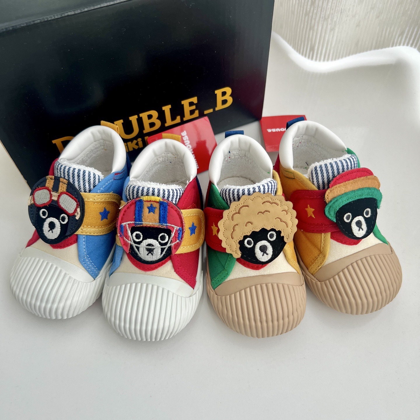 𝐌𝐢𝐤𝐢 𝐇𝐨𝐮𝐬𝐞 黑熊魔術貼帆布鞋橡膠底鞋